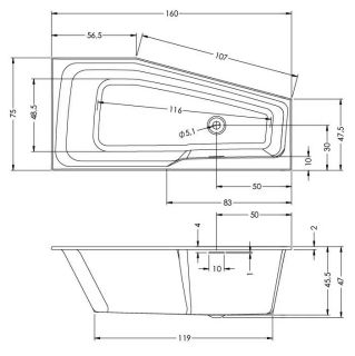 Акриловая ванна Riho Rethink Space Fall Plug and Play B112005005 L 160х75см белый